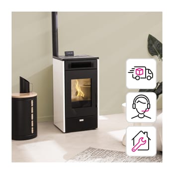 Stufa a pellet ventilata Mannu Equation 9 kW bianco 