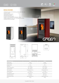Stufa a pellet biofireG80-7,7 kW - ghisa braciere - fuoco superiore dx, laterale dx o posteriore dx