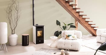 Stufa a pellet ventilata Mannu Equation 9 kW bianco 