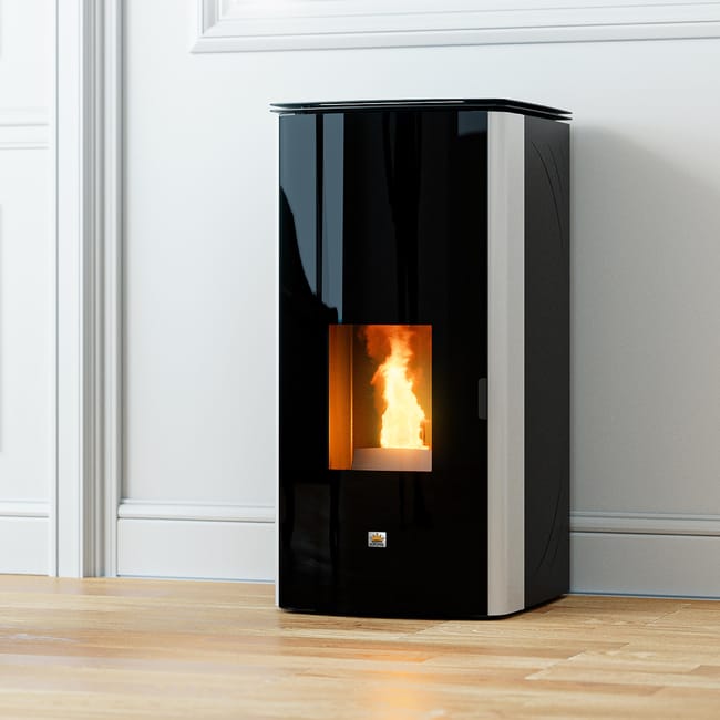 Stufa pellet idro AMG Idro 17 doppia porta 17,14 kW bianco