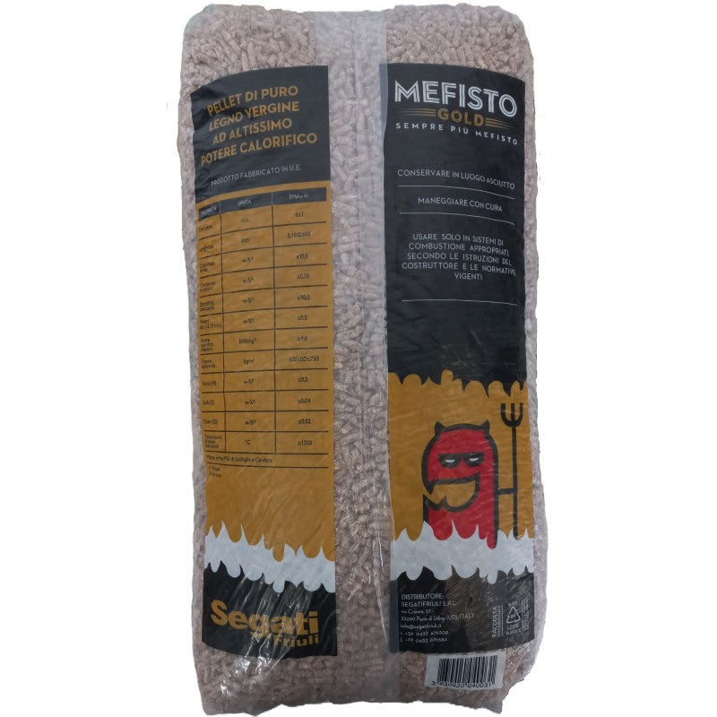 Pellet di legno MEFISTO GOLD Faggio Bag da 15Kg - Sacco 15Kg-Bancale da 75 sacchi