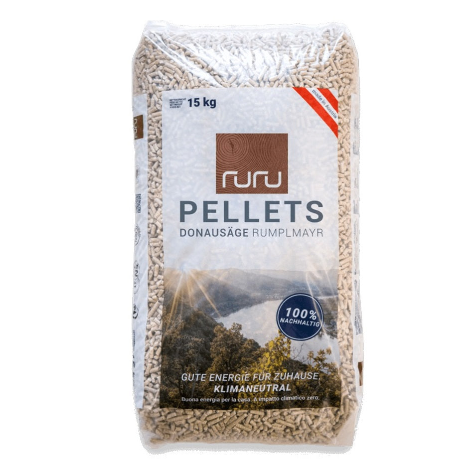 PELLET RURU
 Prodotto certificato 100% austriaco, certificato ENplus A1 (N. AT 031), DINplus, PEFC- 72 sacco da 15 kg