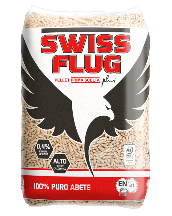 Pellet Swiss Flug ENplus A1 70 sacchi da 15 kg in abete- 77 sacchi da 15 kg